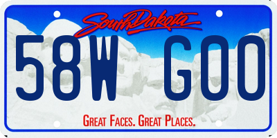 SD license plate 58WG00