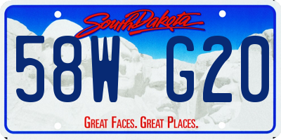 SD license plate 58WG20