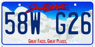 SD license plate 58WG26