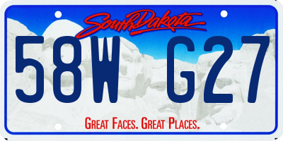 SD license plate 58WG27