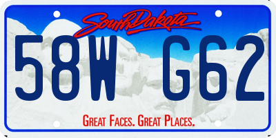 SD license plate 58WG62