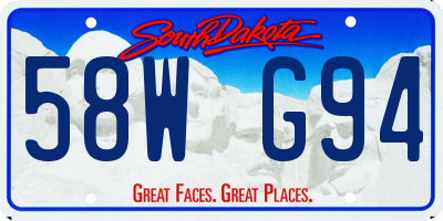 SD license plate 58WG94