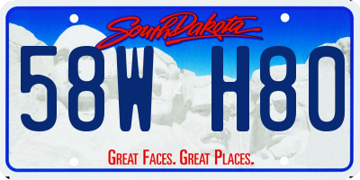 SD license plate 58WH80