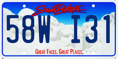 SD license plate 58WI31