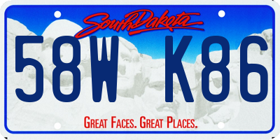 SD license plate 58WK86