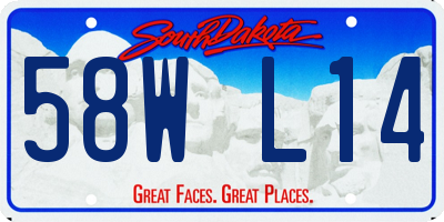 SD license plate 58WL14