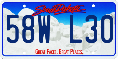 SD license plate 58WL30