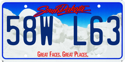 SD license plate 58WL63