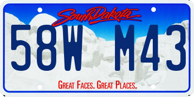 SD license plate 58WM43