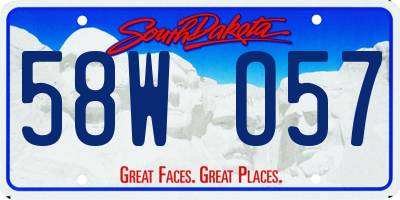 SD license plate 58WO57