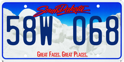 SD license plate 58WO68