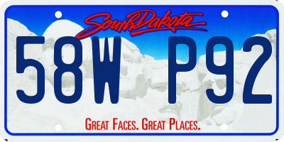 SD license plate 58WP92