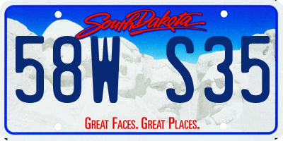 SD license plate 58WS35