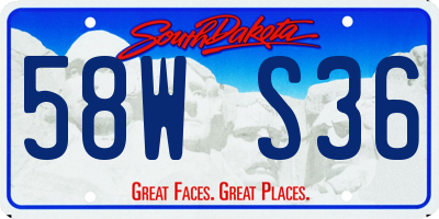SD license plate 58WS36