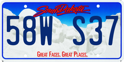 SD license plate 58WS37