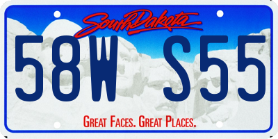 SD license plate 58WS55