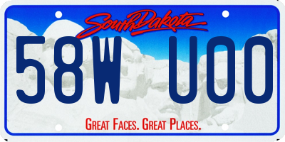 SD license plate 58WU00