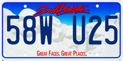 SD license plate 58WU25