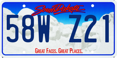 SD license plate 58WZ21