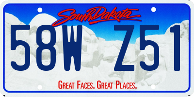 SD license plate 58WZ51