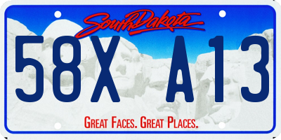 SD license plate 58XA13