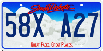 SD license plate 58XA27