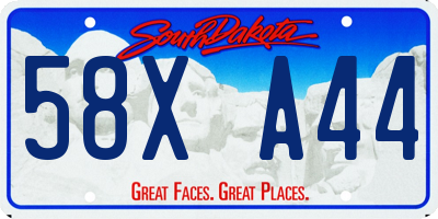 SD license plate 58XA44