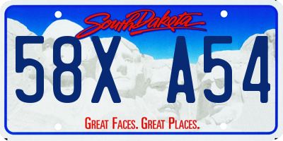 SD license plate 58XA54