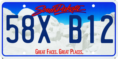 SD license plate 58XB12