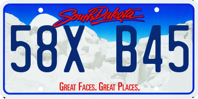 SD license plate 58XB45