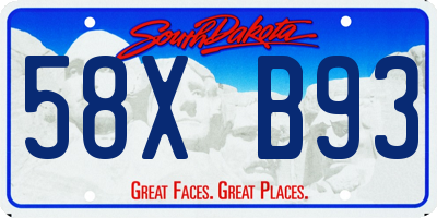 SD license plate 58XB93