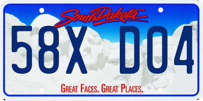 SD license plate 58XD04