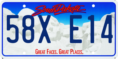 SD license plate 58XE14