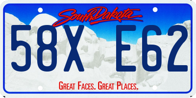 SD license plate 58XE62