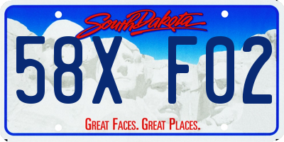 SD license plate 58XF02