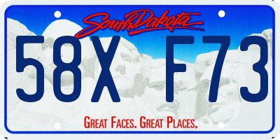 SD license plate 58XF73