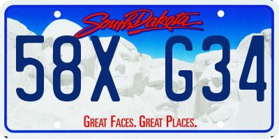 SD license plate 58XG34