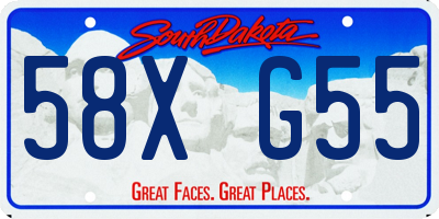 SD license plate 58XG55