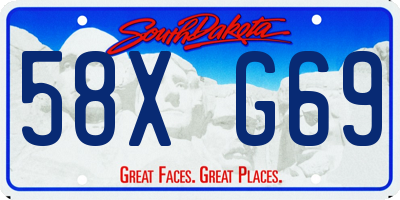 SD license plate 58XG69