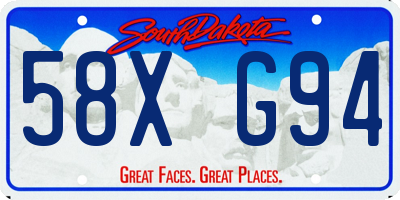 SD license plate 58XG94