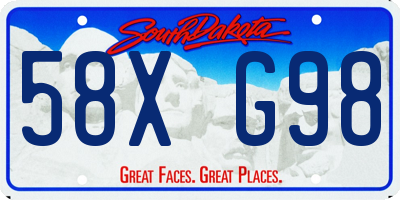 SD license plate 58XG98