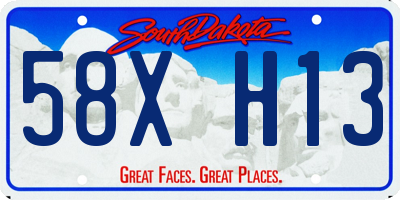 SD license plate 58XH13