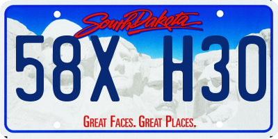 SD license plate 58XH30