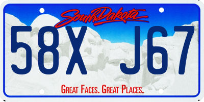 SD license plate 58XJ67