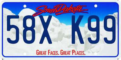 SD license plate 58XK99