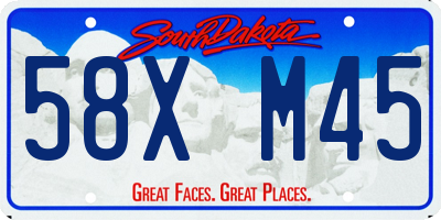 SD license plate 58XM45