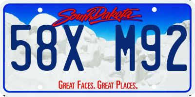 SD license plate 58XM92