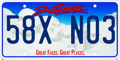 SD license plate 58XN03