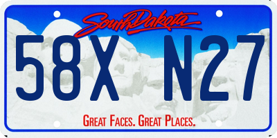 SD license plate 58XN27