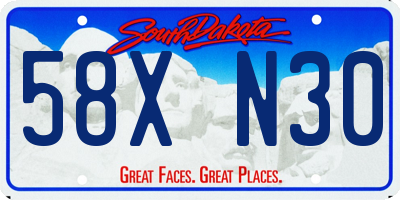 SD license plate 58XN30